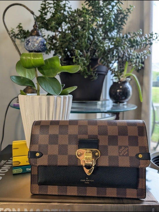 Louis Vuitton Handbags - Louis Vuitton Brown Damier Ebène and Black Envelope Crossbody with Gold Hardware